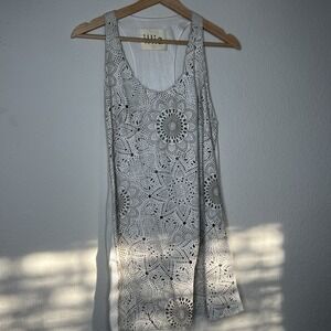 Illia white perforated leather sleeveless dress Small‎ Size 6 Beach Travel Boho